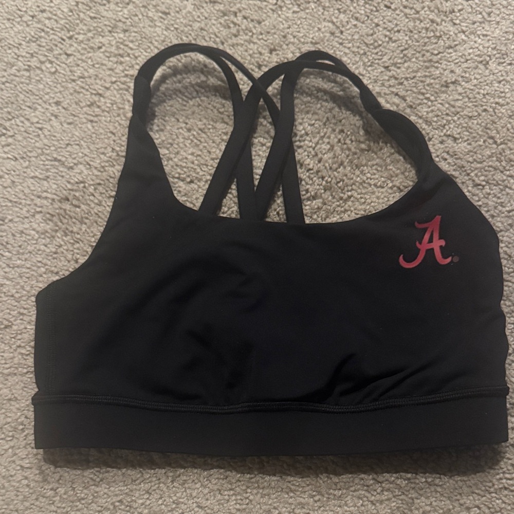 Lululemon Black Sports Bra with the University of Alabama logo